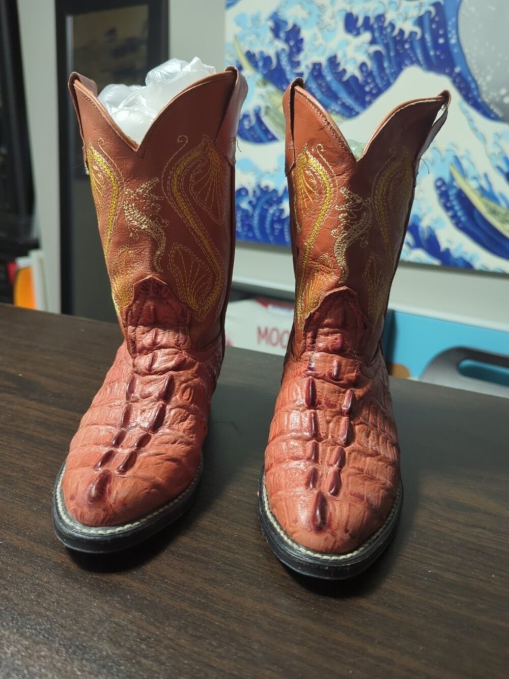 Nakasone Real Alligator Leather Pointed Boots Size 13.5 US/19.5 MEX Cognac